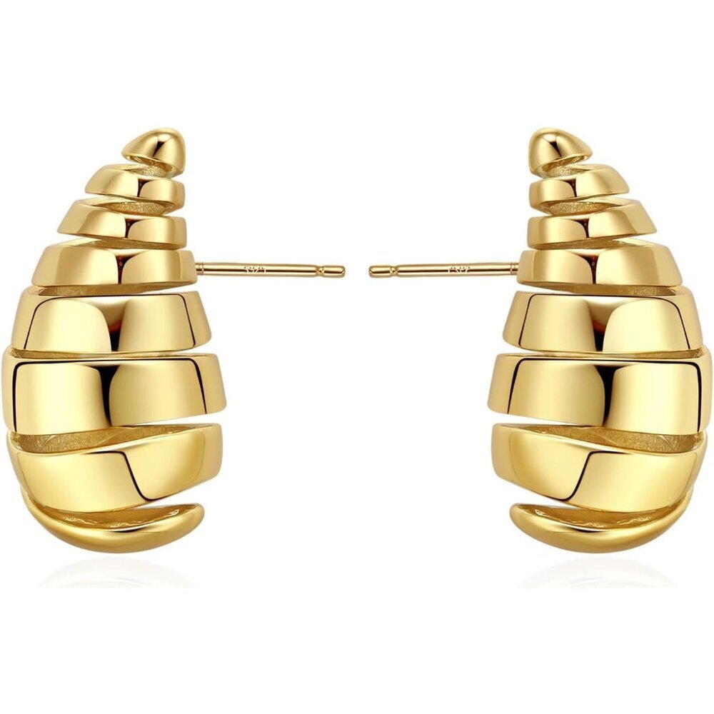 ⚡Gold Spiral Stud Earrings Unique Layered Twist Earrings for Women Fashion